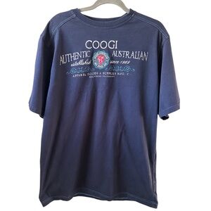 Coogi Australia Embroidered Shirt Blue Teal Red Logo Rare 90s Vintage Size XXL